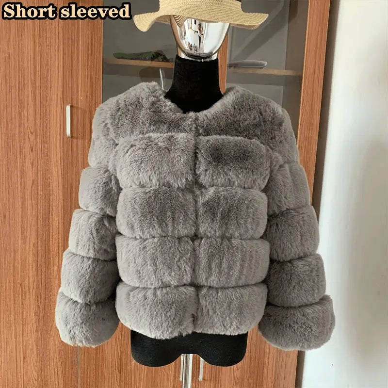 Winter coat for faux fur coat women new outerwear Fox fur short coat Fake fur jacket furry fluffy jacket luxury woman fur Fake - Tophatter Daily Deals