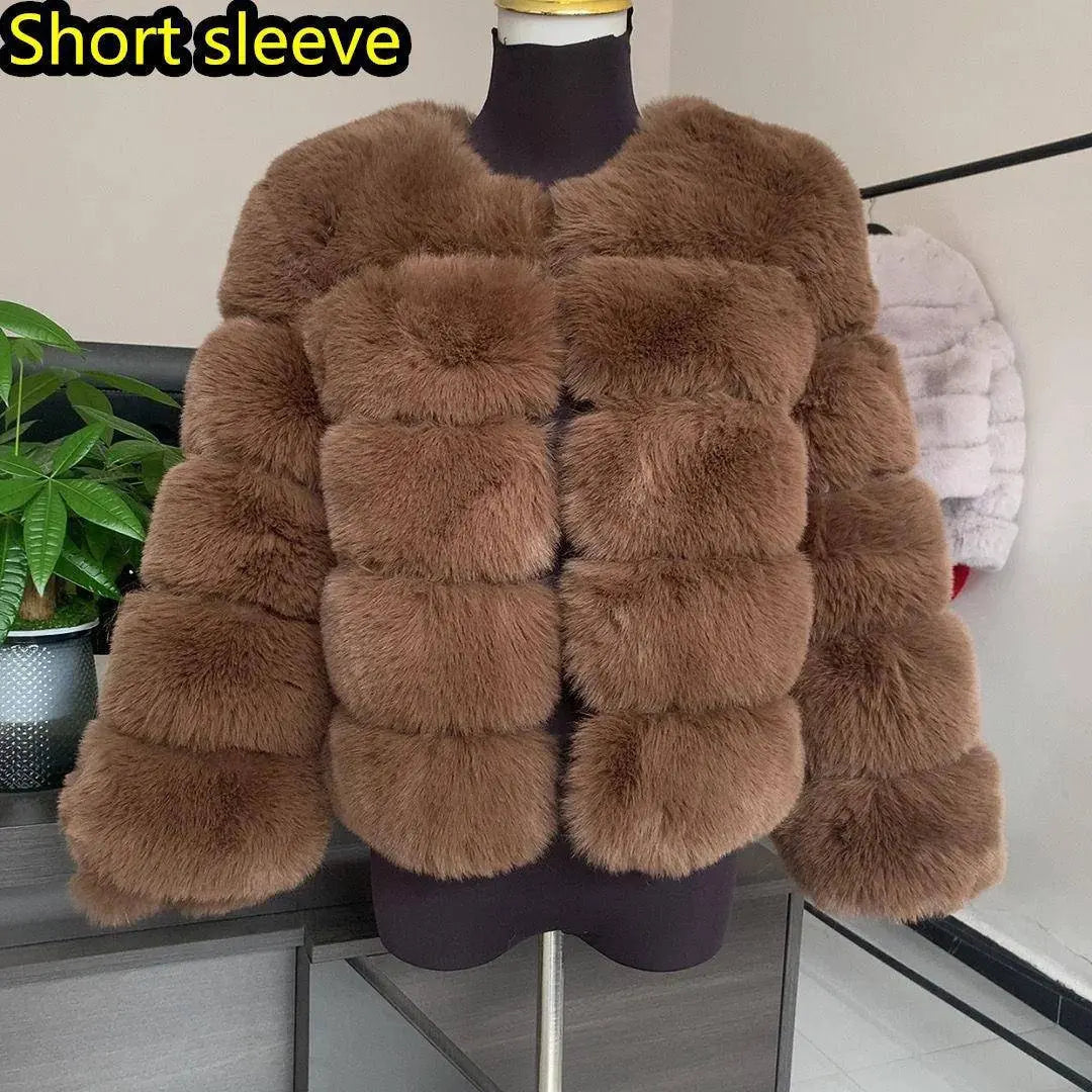 Winter coat for faux fur coat women new outerwear Fox fur short coat Fake fur jacket furry fluffy jacket luxury woman fur Fake - Tophatter Daily Deals