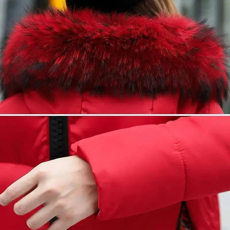 Winter coats women down jackets 2025 long slim solid color coat female Jackets outerwears woman parkas clothes zip fur collar - Tophatter Daily Deals