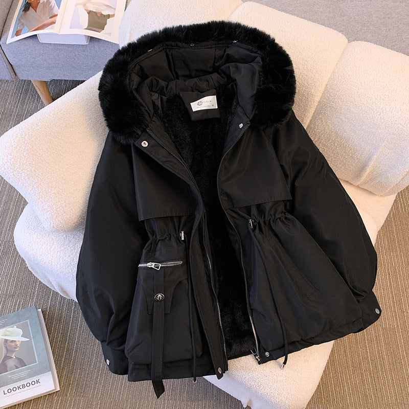 Insulating Women’s Winter Coat - Mid Length, Faux Fur Hood Black - Tophatter Daily Deals
