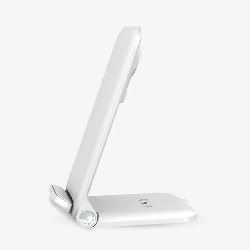 Wireless Charging Stand Foldable Desk Charger Space Saving White - Tophatter Daily Deals