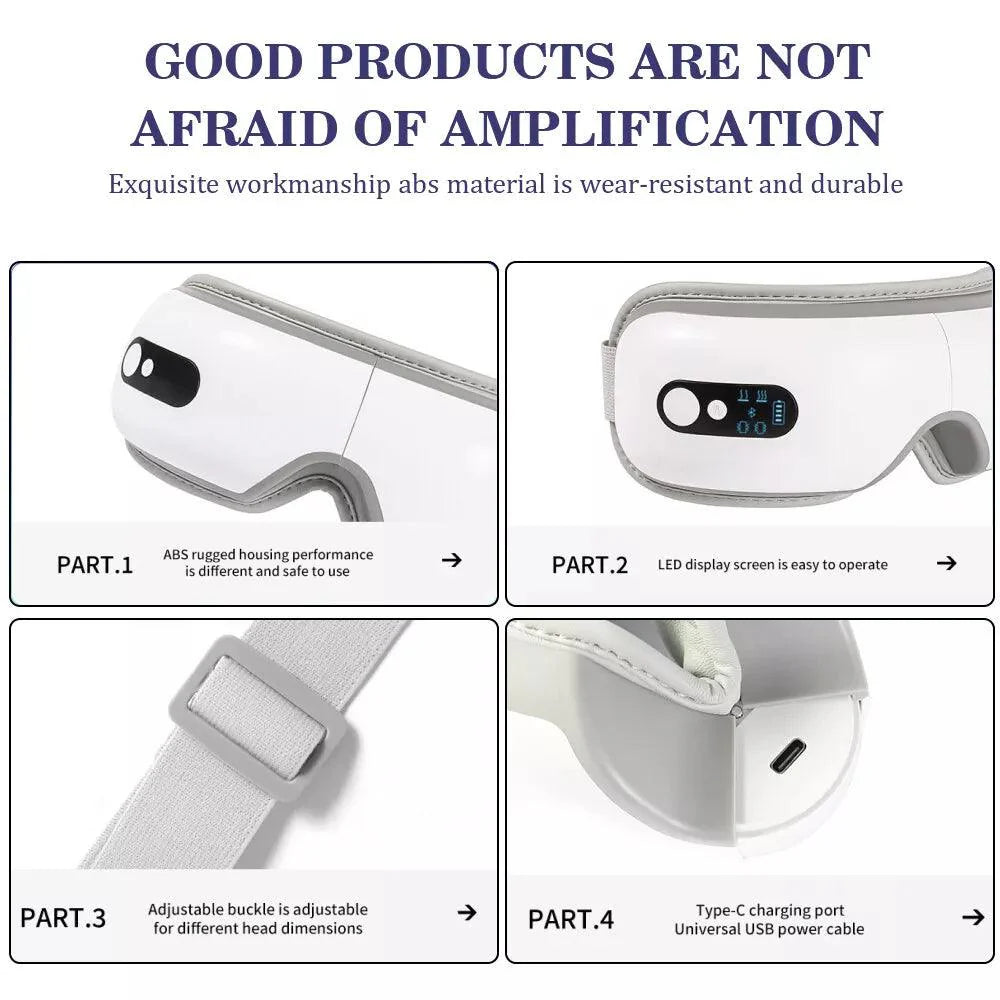 Electric Eye Massager - Rechargeable Eye Therapy Mask with Hot Compress/Air Pressure/Bluetooth Music and 5 Working Modes Personal Care - Tophatter Daily Deals