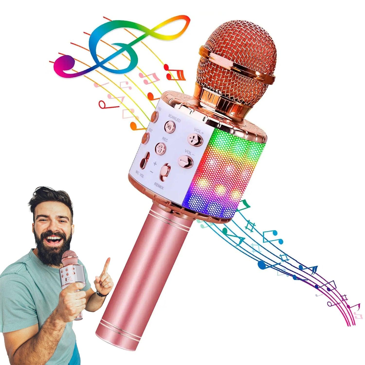 Wireless Microphone with Speaker - Bluetooth Microphone with Flashing Colorful LED Lights | Home KTV Player Support Android & iOS Devices for Party Singing Accessories - Tophatter Daily Deals