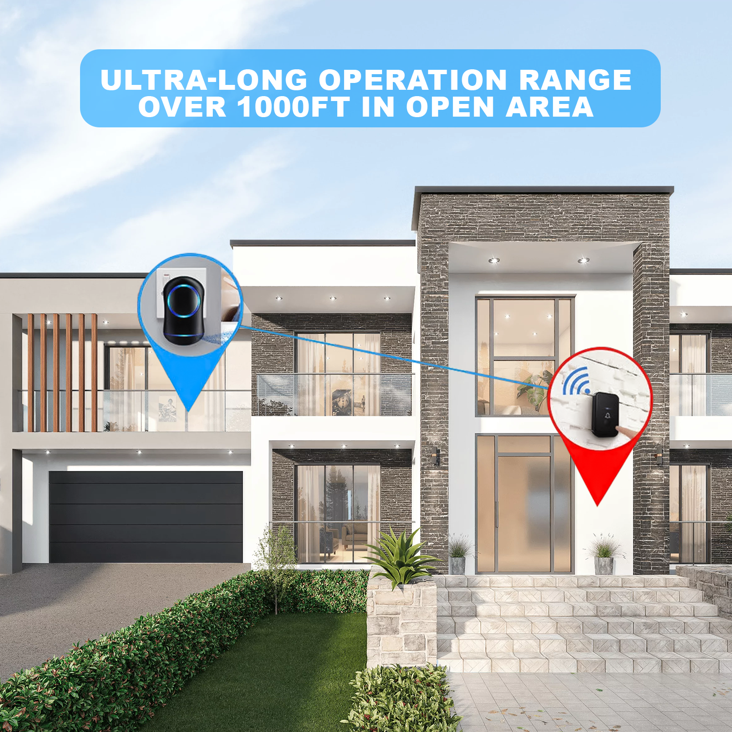 Wireless Door Bell – Waterproof 1000ft Long Range Plug in Home Cordless Doorbell Wireless Door Bell - Tophatter Daily Deals