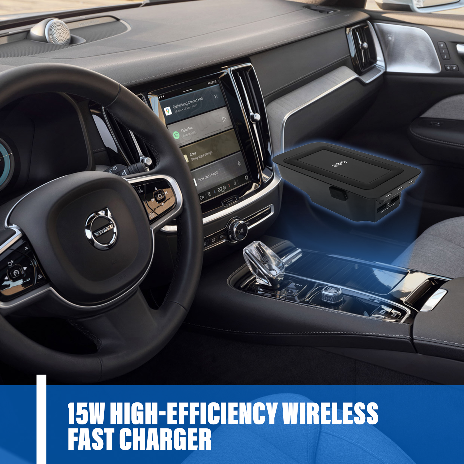 Wireless Phone Charger for Car – Charging Plate for Volvo XC60 XC90 S90 V90 2016-2020 Series Car Wireless Charger - Tophatter Daily Deals