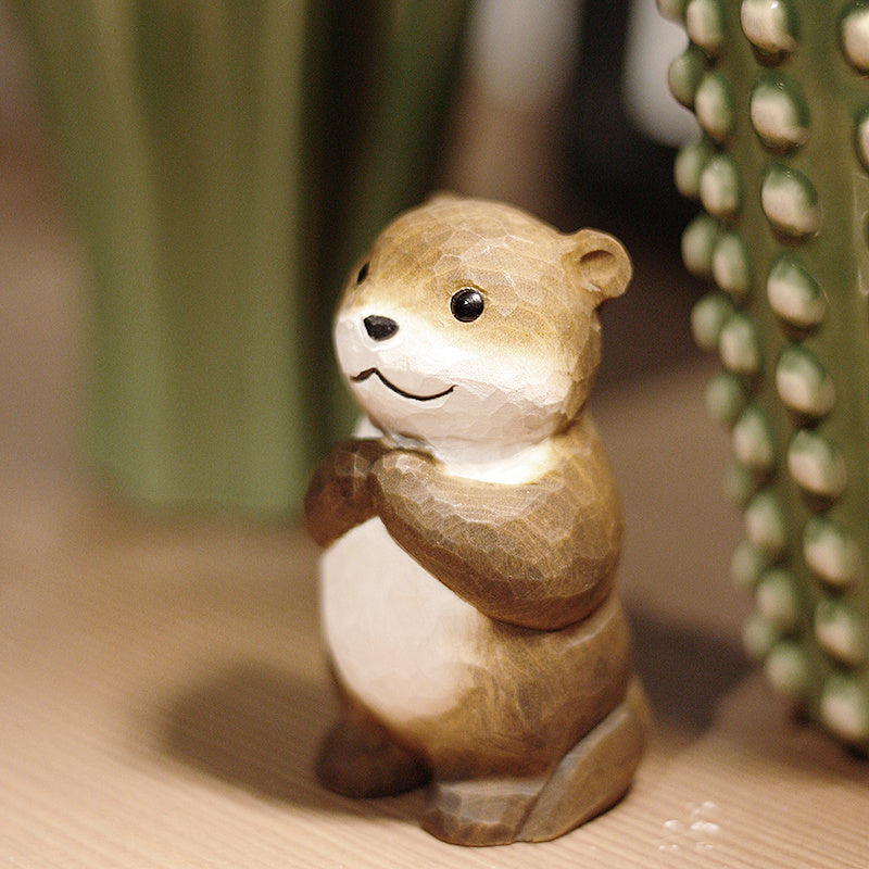 Wishing Otter Handmade Wood Carved Ornament Ornament - Tophatter Daily Deals