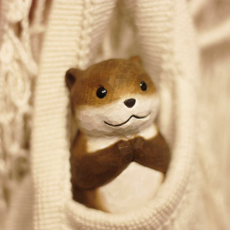 Wishing Otter Handmade Wood Carved Ornament Ornament - Tophatter Daily Deals