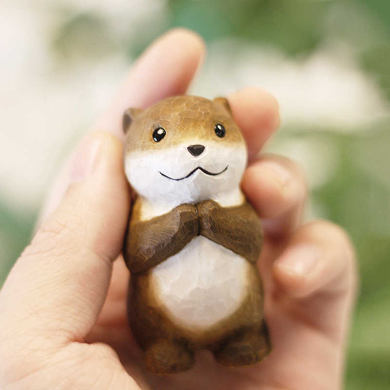 Wishing Otter Handmade Wood Carved Ornament Ornament - Tophatter Daily Deals