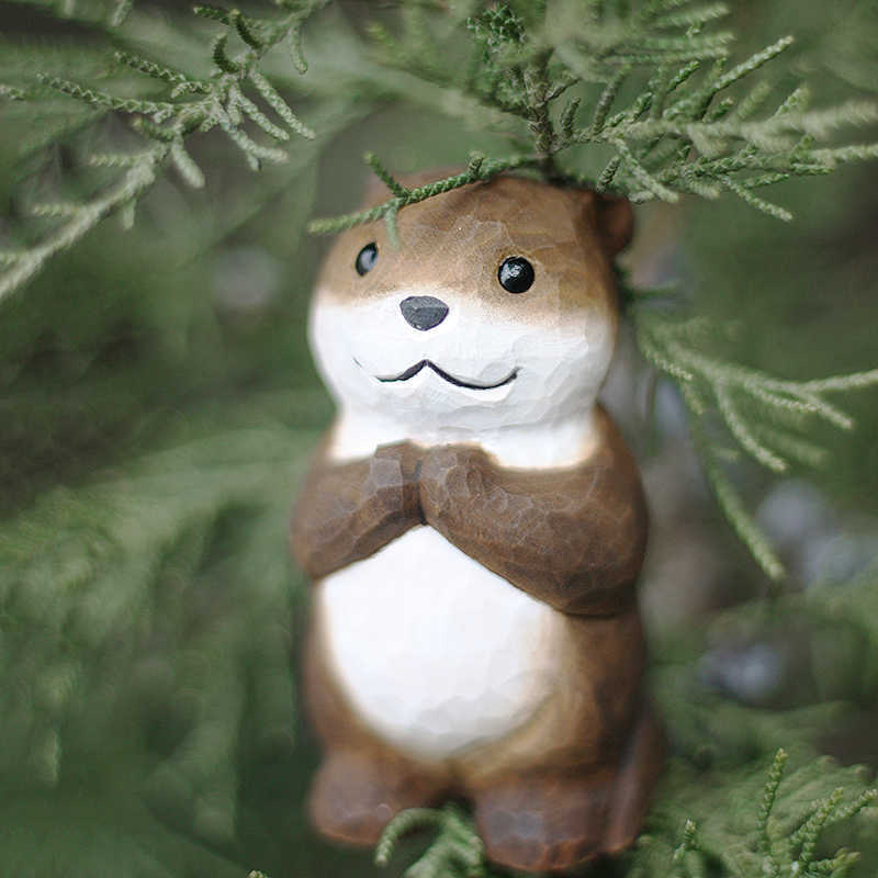 Wishing Otter Handmade Wood Carved Ornament Ornament - Tophatter Daily Deals