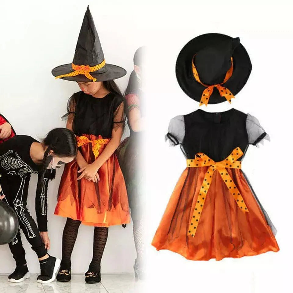 Witch Halloween Costume - Girls Witches Hat Costume Set Kids Fancy Dress Witch Cosplay Outfit UK Festive & Franchise - Tophatter Daily Deals