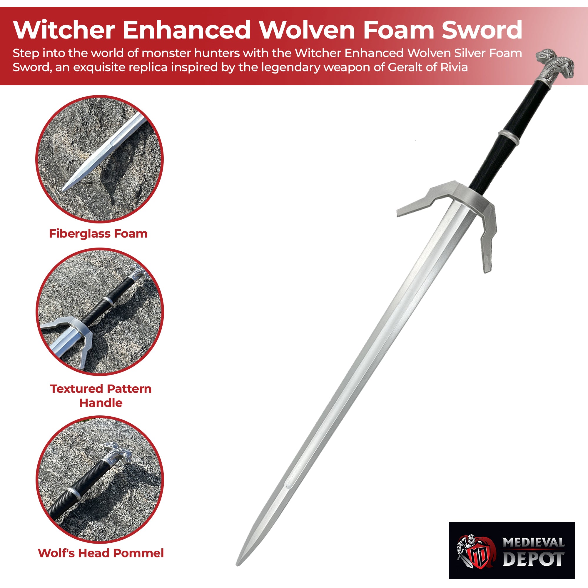 Witcher Enhanced Wolven Silver Foam Sword Foam Products - Tophatter Daily Deals