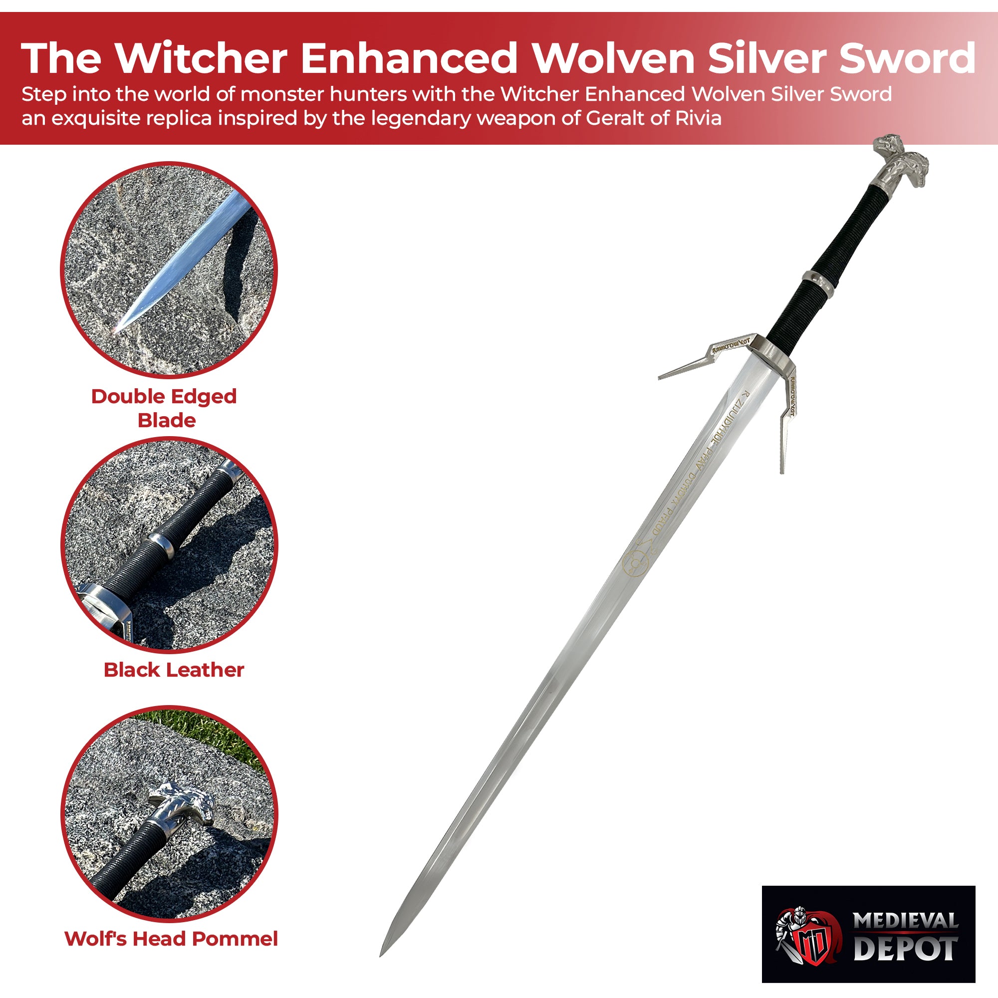 Witcher Enhanced Wolven Silver Sword Swords - Tophatter Daily Deals