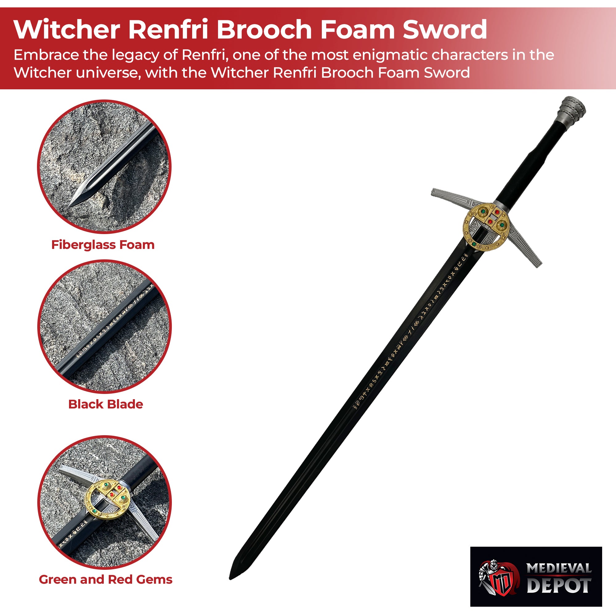 Witcher Renfri Brooch Foam Sword Black Blade Edition Foam Products - Tophatter Daily Deals