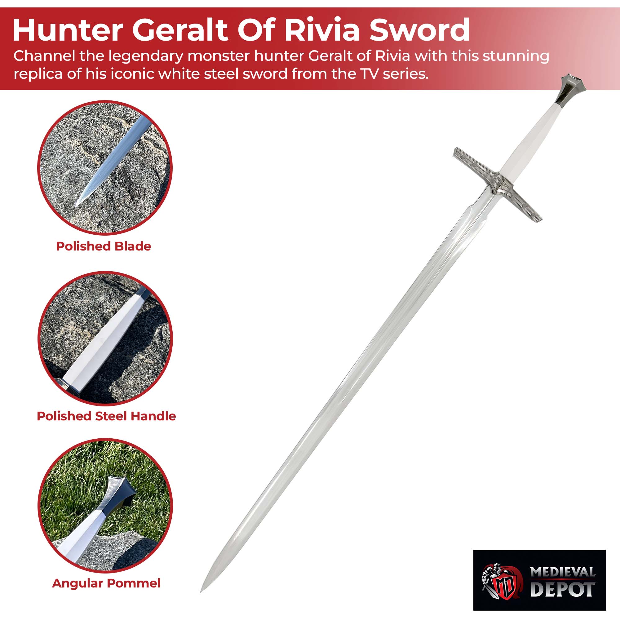 Witcher Geralt White Sword Swords - Tophatter Daily Deals