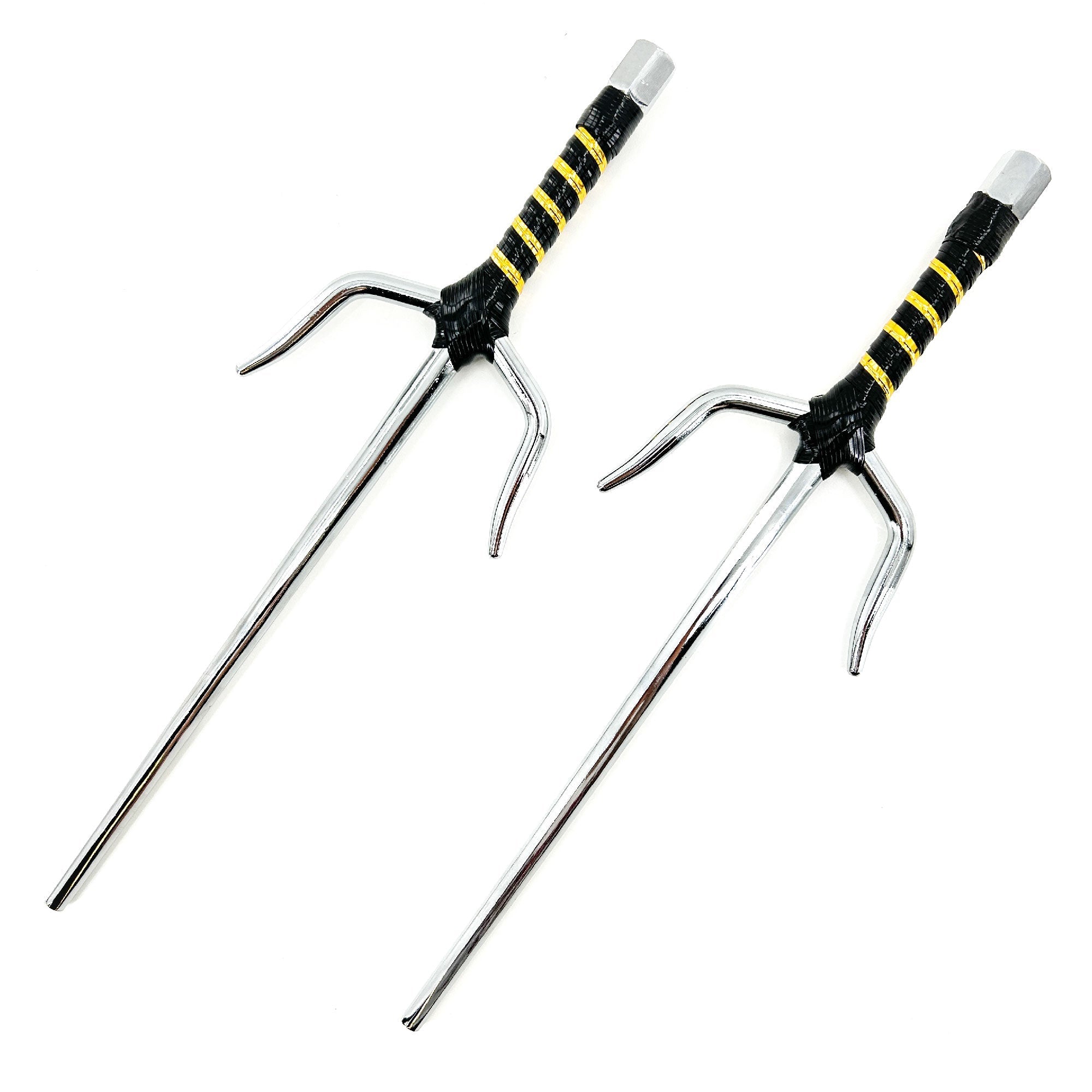 "With the Sun" Octagonal 15" Chrome Sai Pair ninja & martial arts - Tophatter Daily Deals