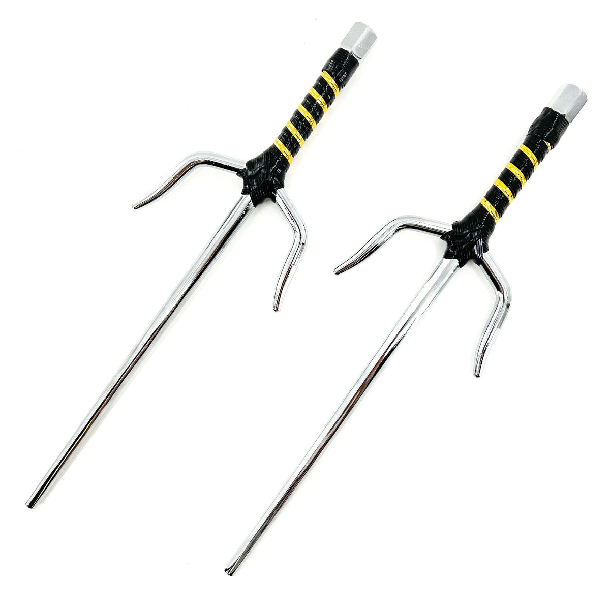"With the Sun" Octagonal 15" Chrome Sai Pair ninja & martial arts - Tophatter Daily Deals