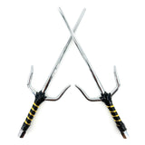 "With the Sun" Octagonal 15" Chrome Sai Pair ninja & martial arts - Tophatter Daily Deals