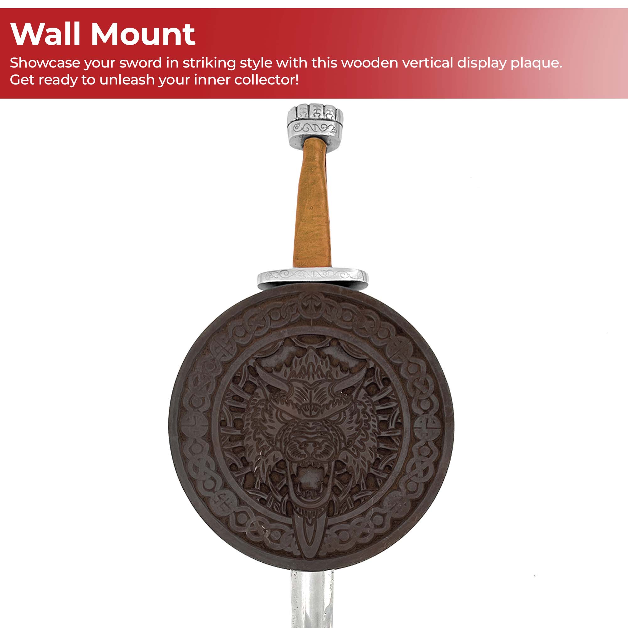 Wolf Guardian Vertical Sword Display Plaque Display Stands & Plaques - Tophatter Daily Deals