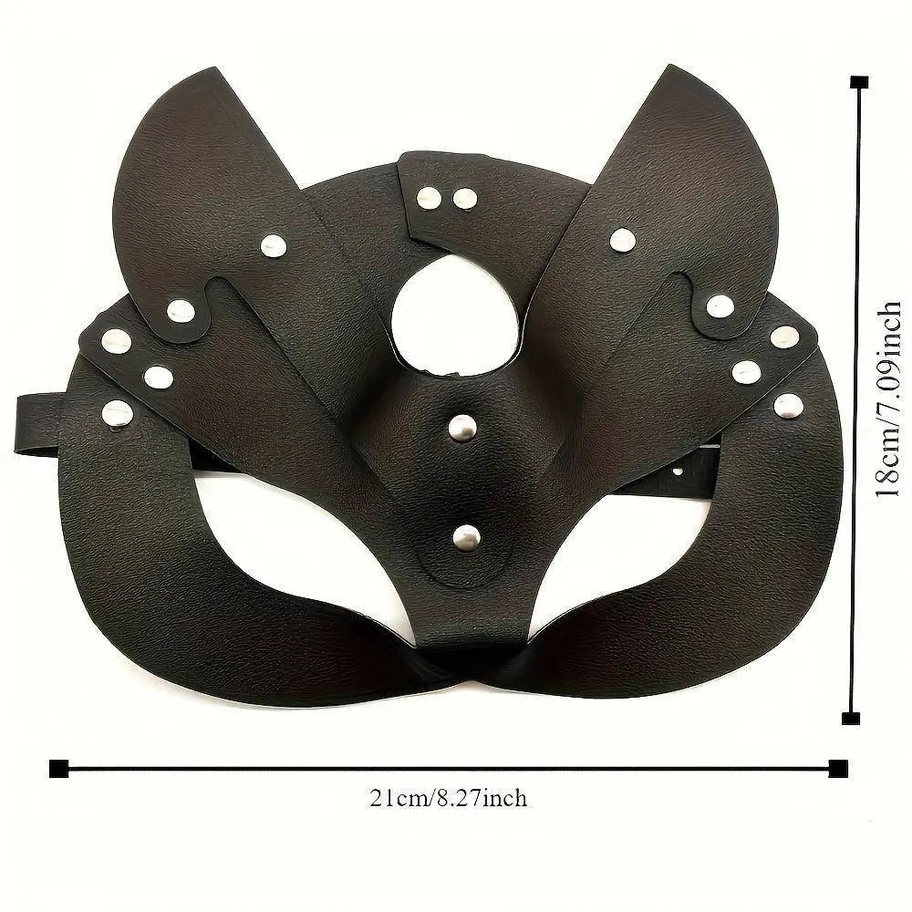 Woman Faux Leather Cat Mask Costume Bunny Fox Mask Animal Half Face Mask Cosplay Halloween Party Decoration Props - Tophatter Daily Deals