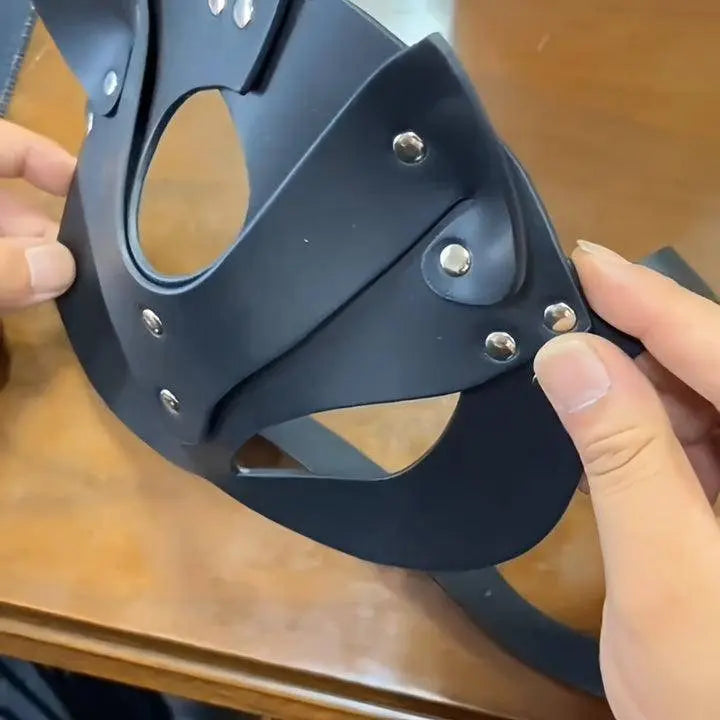 Woman Faux Leather Cat Mask Costume Bunny Fox Mask Animal Half Face Mask Cosplay Halloween Party Decoration Props - Tophatter Daily Deals