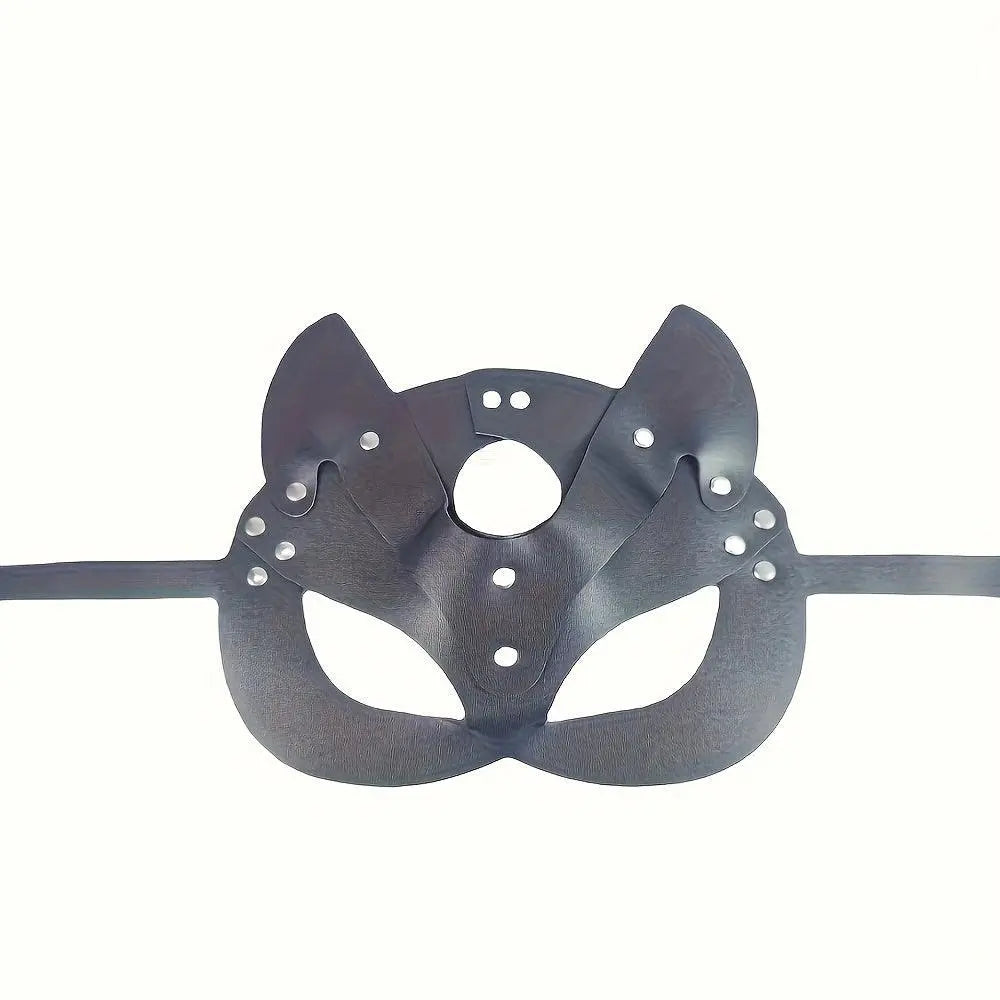 Woman Faux Leather Cat Mask Costume Bunny Fox Mask Animal Half Face Mask Cosplay Halloween Party Decoration Props - Tophatter Daily Deals