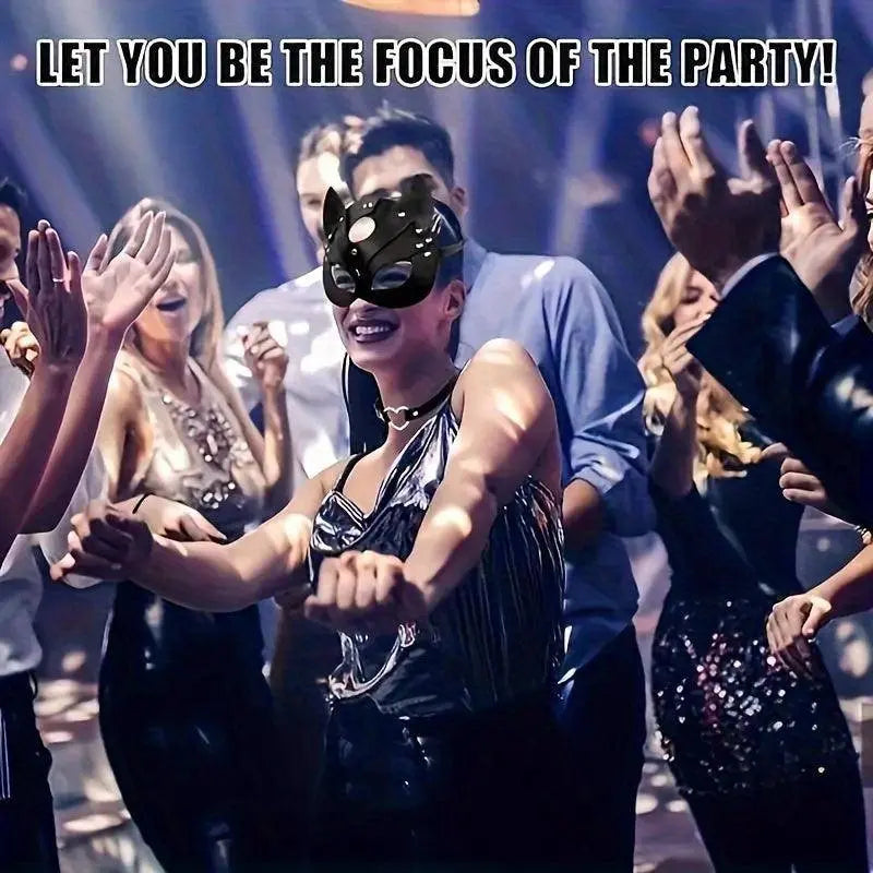 Woman Faux Leather Cat Mask Costume Bunny Fox Mask Animal Half Face Mask Cosplay Halloween Party Decoration Props - Tophatter Daily Deals