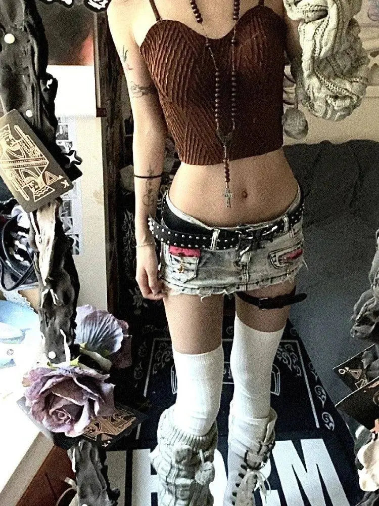 Woman Harajuku Japanese Denim Mini Zipper Skirt Pockets Jean Skirt Fashion Y2k Streetwear Cyber Punk Grunge E-girl Goth Gyaru - Tophatter Daily Deals