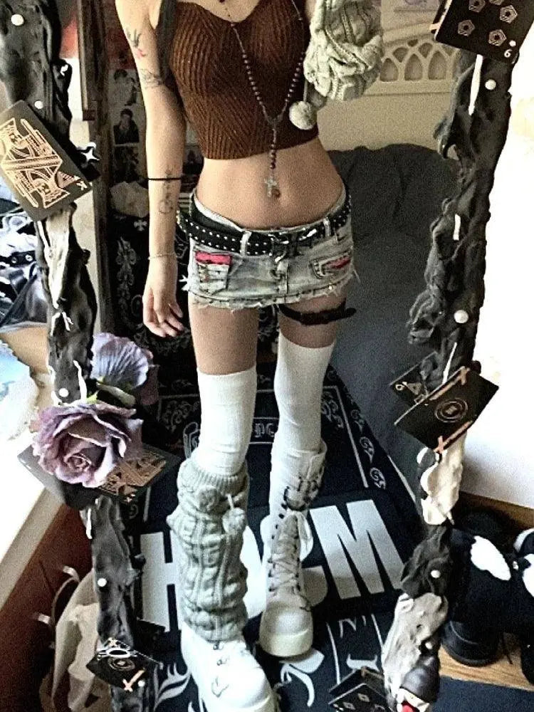 Woman Harajuku Japanese Denim Mini Zipper Skirt Pockets Jean Skirt Fashion Y2k Streetwear Cyber Punk Grunge E-girl Goth Gyaru - Tophatter Daily Deals