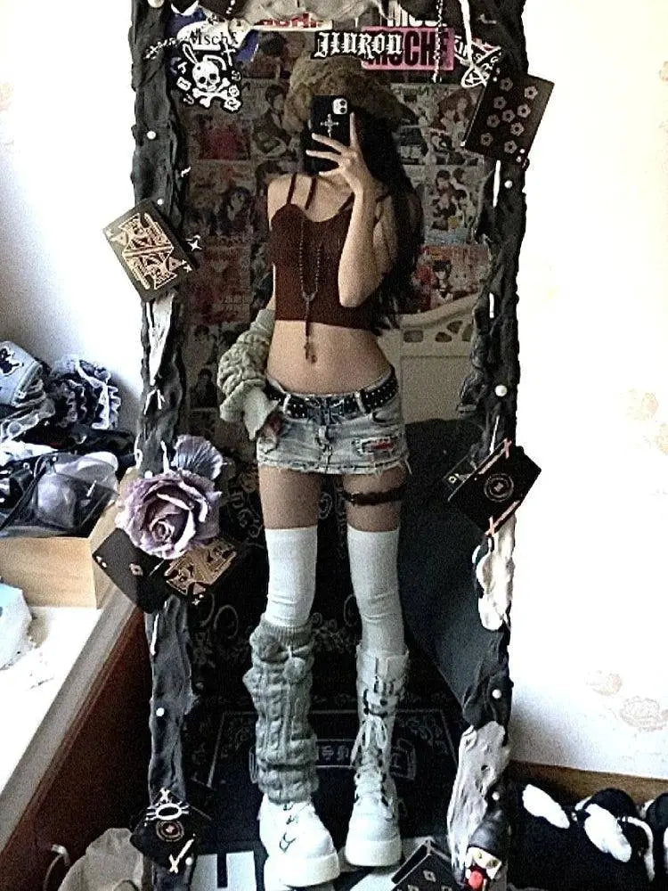 Woman Harajuku Japanese Denim Mini Zipper Skirt Pockets Jean Skirt Fashion Y2k Streetwear Cyber Punk Grunge E-girl Goth Gyaru - Tophatter Daily Deals
