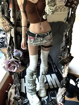 Woman Harajuku Japanese Denim Mini Zipper Skirt Pockets Jean Skirt Fashion Y2k Streetwear Cyber Punk Grunge E-girl Goth Gyaru - Tophatter Daily Deals