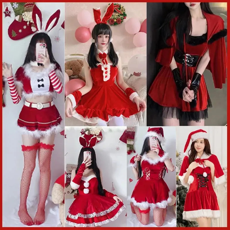 Women Christmas Cosplay Costume Female Santa Claus Series Uniform Xmas Party Snow Elk Girl Red Dress Sexy Bunny Seductive Suits - Tophatter Daily Deals