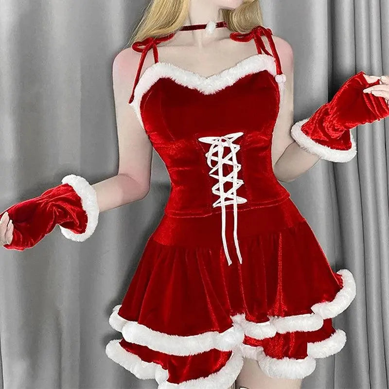 Women Christmas Cosplay Costume Female Santa Claus Series Uniform Xmas Party Snow Elk Girl Red Dress Sexy Bunny Seductive Suits 867 Christmas custume - Tophatter Daily Deals