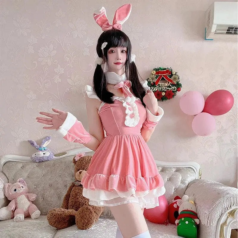Women Christmas Cosplay Costume Female Santa Claus Series Uniform Xmas Party Snow Elk Girl Red Dress Sexy Bunny Seductive Suits 861-2 Christmas custume - Tophatter Daily Deals