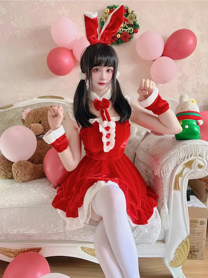 Women Christmas Cosplay Costume Female Santa Claus Series Uniform Xmas Party Snow Elk Girl Red Dress Sexy Bunny Seductive Suits - Tophatter Daily Deals