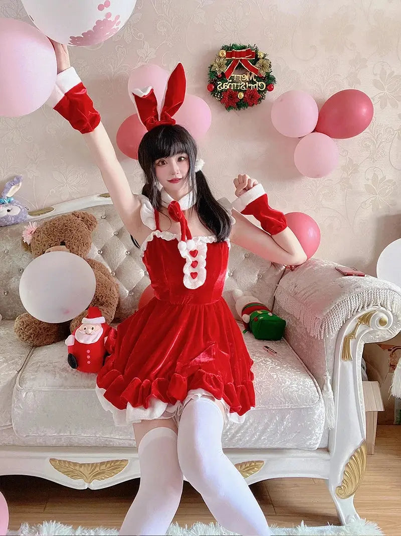 Women Christmas Cosplay Costume Female Santa Claus Series Uniform Xmas Party Snow Elk Girl Red Dress Sexy Bunny Seductive Suits - Tophatter Daily Deals