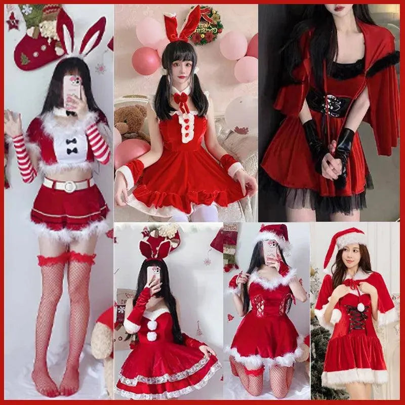 Women Christmas Cosplay Costume Female Santa Claus Series Uniform Xmas Party Snow Elk Girl Red Dress Sexy Bunny Seductive Suits - Tophatter Daily Deals