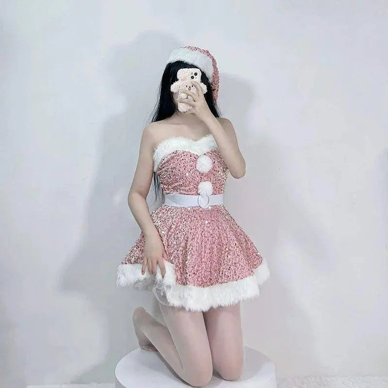 Women Christmas Cosplay Costume Female Santa Claus Series Uniform Xmas Party Snow Elk Girl Red Dress Sexy Bunny Seductive Suits 864-2 Christmas custume - Tophatter Daily Deals