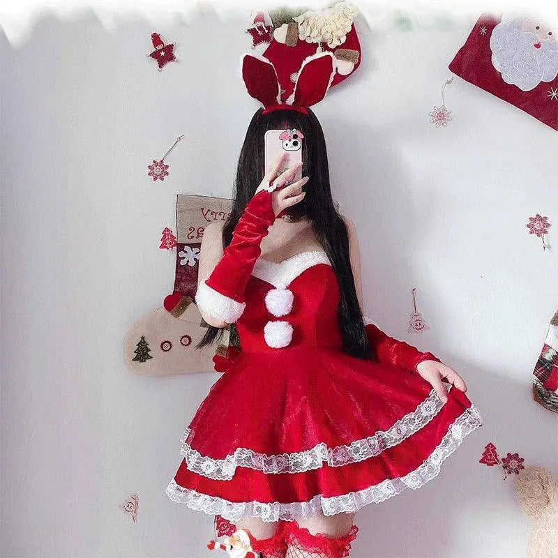 Women Christmas Cosplay Costume Female Santa Claus Series Uniform Xmas Party Snow Elk Girl Red Dress Sexy Bunny Seductive Suits 819-1 Christmas custume - Tophatter Daily Deals