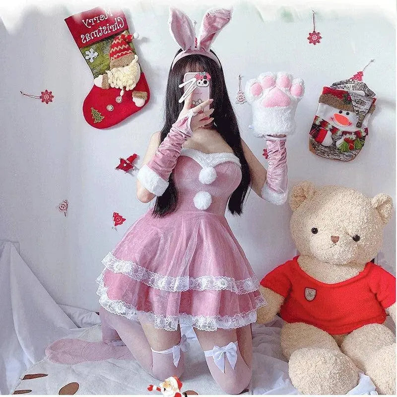 Women Christmas Cosplay Costume Female Santa Claus Series Uniform Xmas Party Snow Elk Girl Red Dress Sexy Bunny Seductive Suits 819-2 Christmas custume - Tophatter Daily Deals