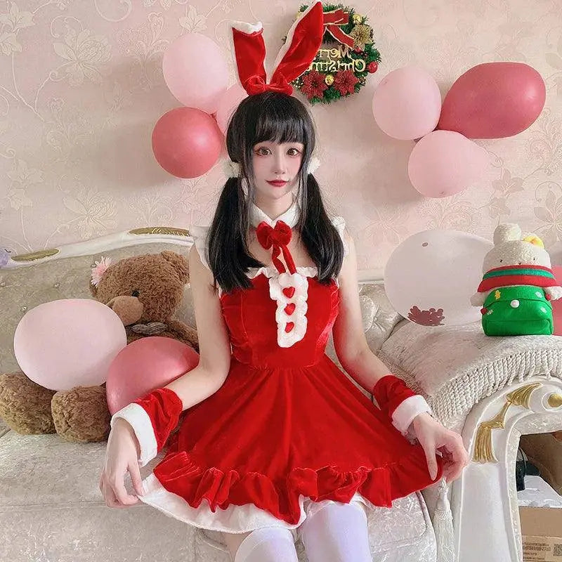 Women Christmas Cosplay Costume Female Santa Claus Series Uniform Xmas Party Snow Elk Girl Red Dress Sexy Bunny Seductive Suits 861-1 Christmas custume - Tophatter Daily Deals