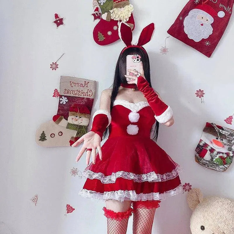 Women Christmas Cosplay Costume Female Santa Claus Series Uniform Xmas Party Snow Elk Girl Red Dress Sexy Bunny Seductive Suits - Tophatter Daily Deals