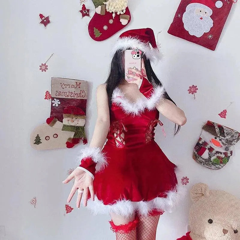 Women Christmas Cosplay Costume Female Santa Claus Series Uniform Xmas Party Snow Elk Girl Red Dress Sexy Bunny Seductive Suits - Tophatter Daily Deals