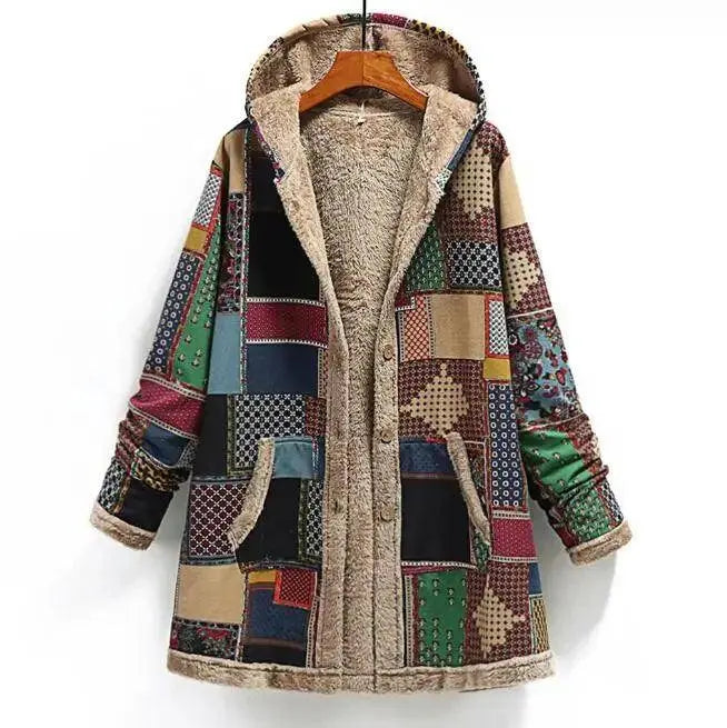 Women Cotton Winter Coat 2025 New Warm Velvet Wadded Parkas Long Sleeve Zipper Hooded Jacket Female Outerwear 4XL green - Tophatter Daily Deals