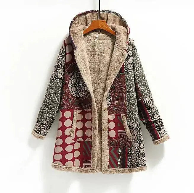 Women Cotton Winter Coat 2025 New Warm Velvet Wadded Parkas Long Sleeve Zipper Hooded Jacket Female Outerwear 4XL - Tophatter Daily Deals