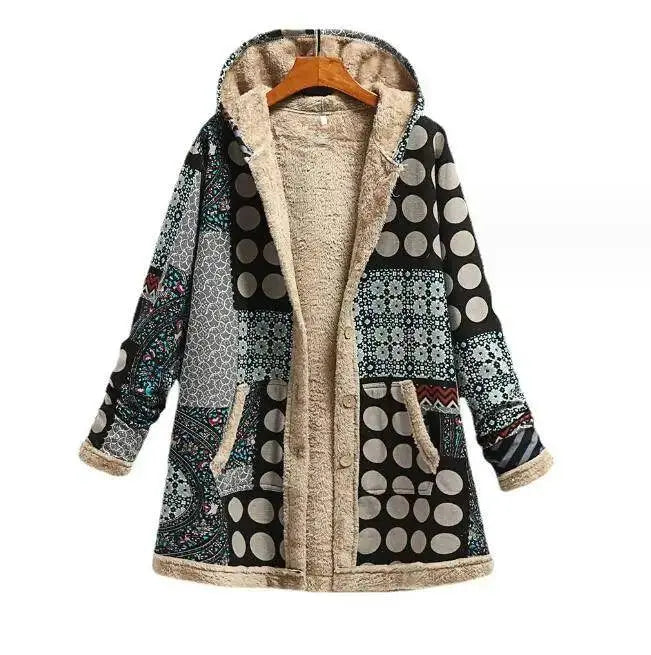 Women Cotton Winter Coat 2025 New Warm Velvet Wadded Parkas Long Sleeve Zipper Hooded Jacket Female Outerwear 4XL GRAY - Tophatter Daily Deals