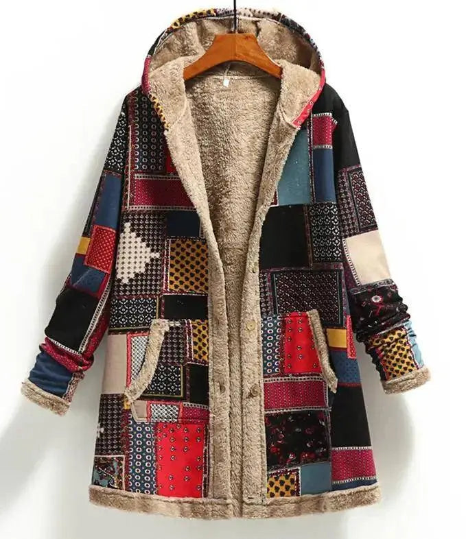 Women Cotton Winter Coat 2025 New Warm Velvet Wadded Parkas Long Sleeve Zipper Hooded Jacket Female Outerwear 4XL - Tophatter Daily Deals