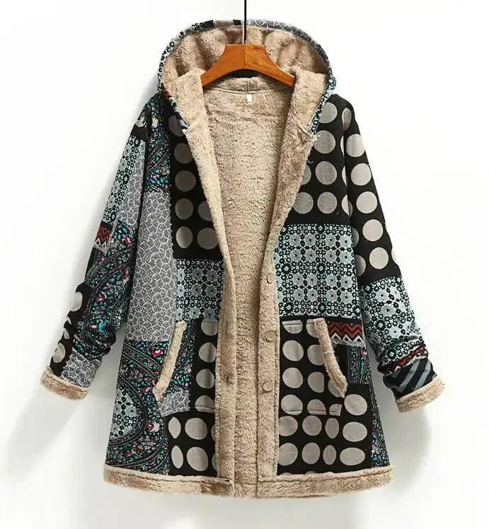 Women Cotton Winter Coat 2025 New Warm Velvet Wadded Parkas Long Sleeve Zipper Hooded Jacket Female Outerwear 4XL - Tophatter Daily Deals