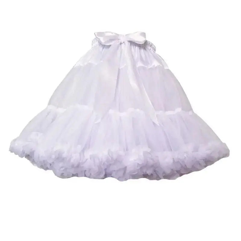Women Fluffy Bubble Tutu Skirt White Ruffled Petticoat Girl Puffy Half Slip Prom Crinoline Underskirt colorful short under skirt WHITE - Tophatter Daily Deals