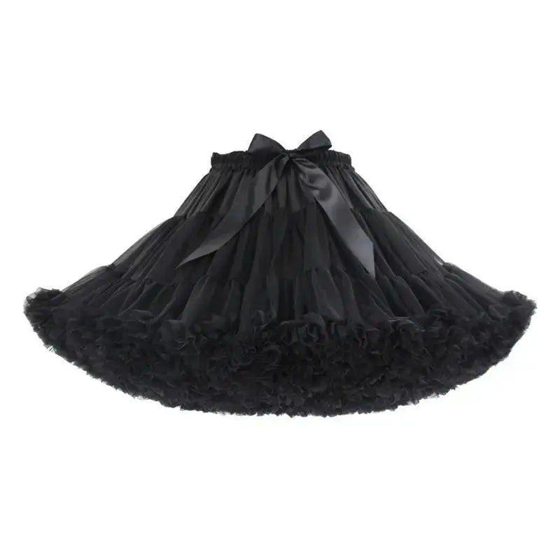 Women Fluffy Bubble Tutu Skirt White Ruffled Petticoat Girl Puffy Half Slip Prom Crinoline Underskirt colorful short under skirt black - Tophatter Daily Deals