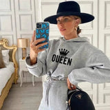 Women Hooded Sweatshirt Drawstring Short Top+Sports Pants 2-Piece Set 2025 New Autumn Winter Fashion Casual Gym Tracksuit Outfit Grey - Tophatter Daily Deals